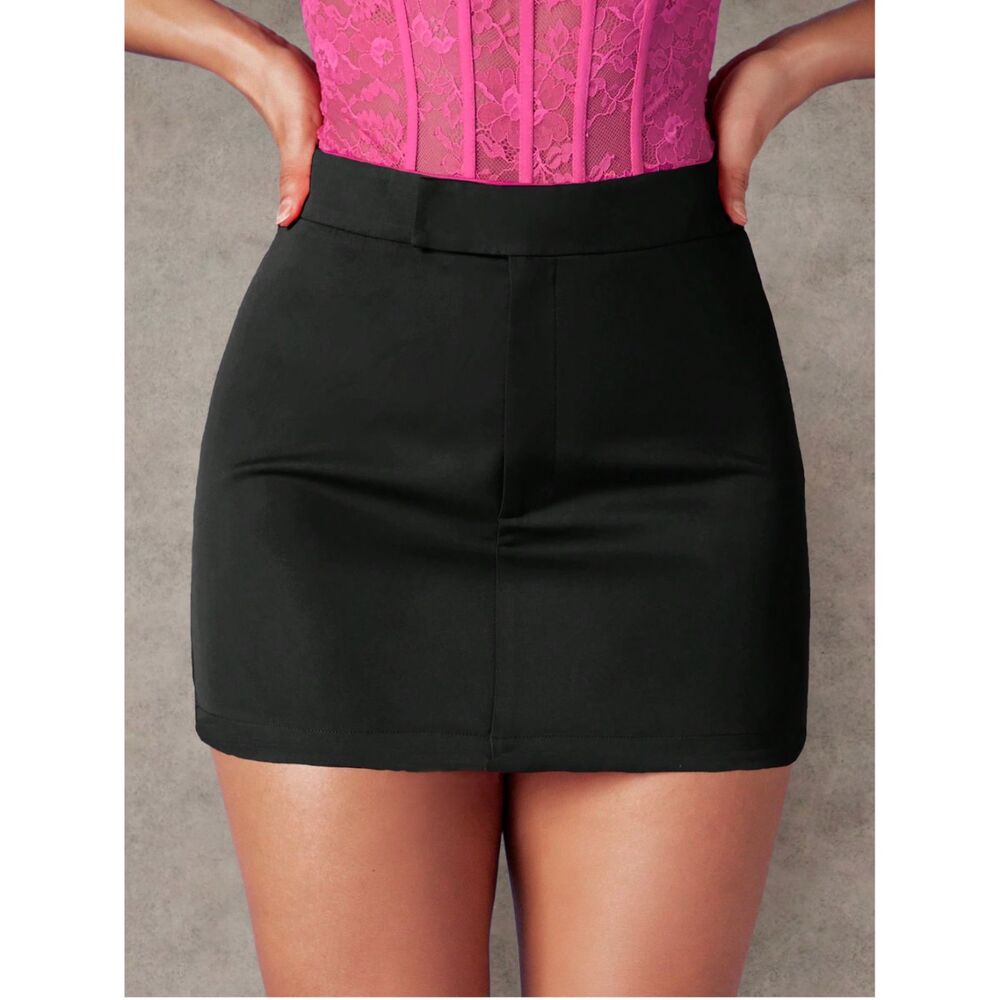 SHEIN Black High-Waisted Mini Skirt Large 8/10